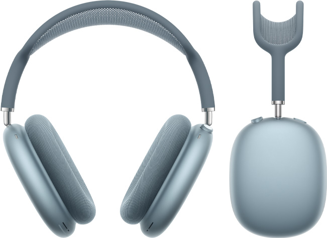 Parte da frente e lateral dos fones de ouvido AirPods Max 2 na cor azul