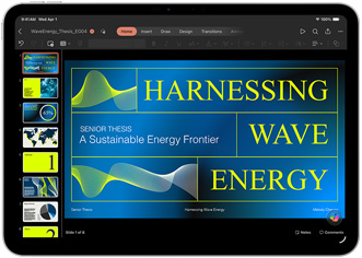 Microsoft PowerPoint app shown on an iPad Air