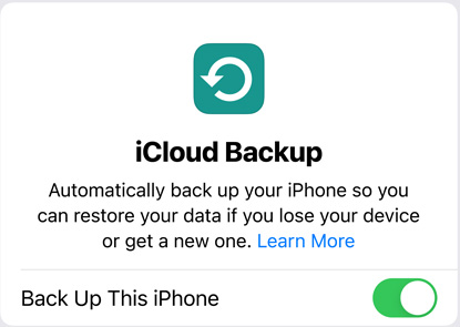 Layar penggunaan data Cadangan iCloud