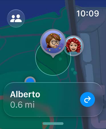  Scherm met de Zoek Mijn-app waarin de locatie van iemand wordt opgevraagd.