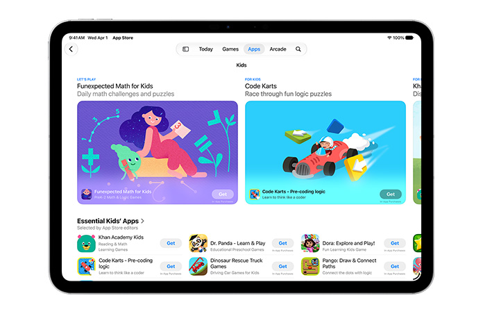 Màn hình hiển thị phần Dành Cho Trẻ Em trên App Store.